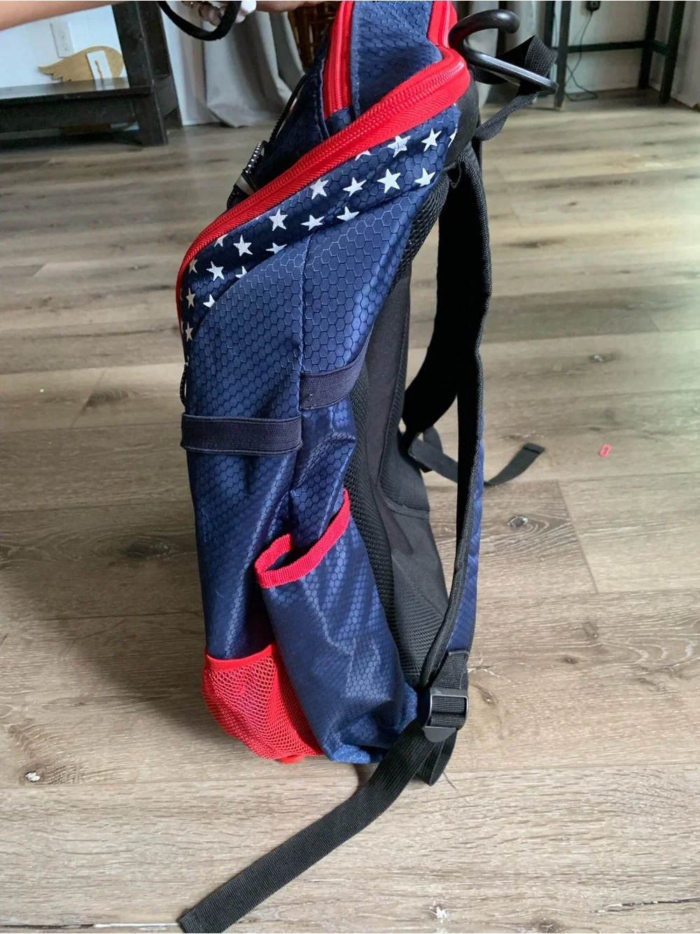 Baseball Bag for Youth & Adult with 4 Bat Sleeves - Navy, Red and White